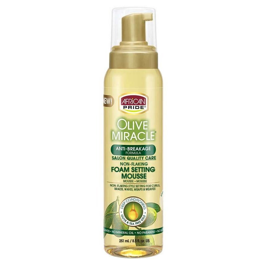 African Pride Olive Miracle Non-Flaking Foam Setting Mousse African Pride Olive Miracle Non-Flaking Foam Setting Mousse